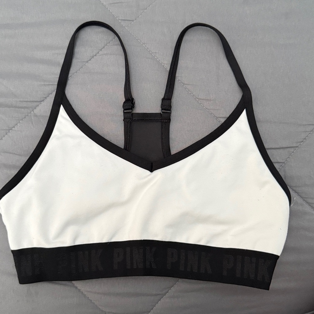 PINK Black and White Sports Bra